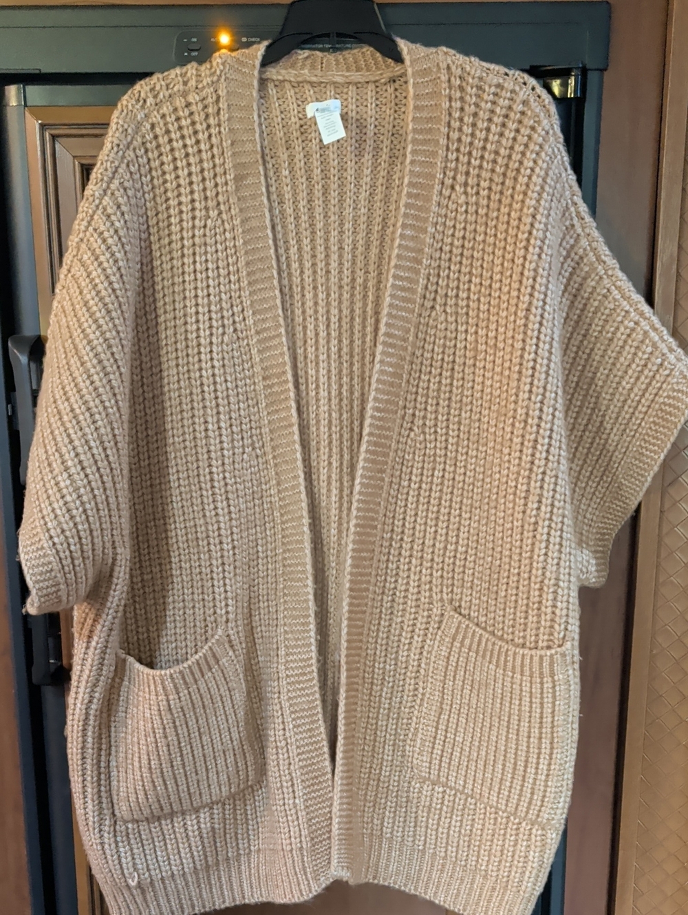 aerie Open-Front Chunky Knit Cardigan - Beige
